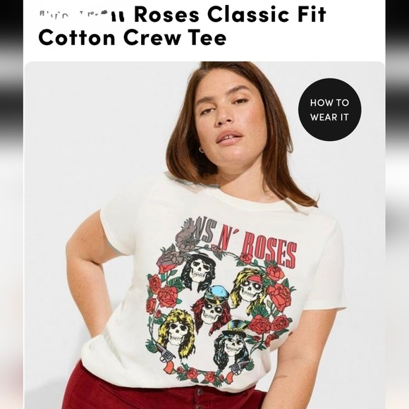 Torrid GNR 80s Rock Classic Fit Cotton Crew Tee,  1x or 3x. - Picture 2 of 5